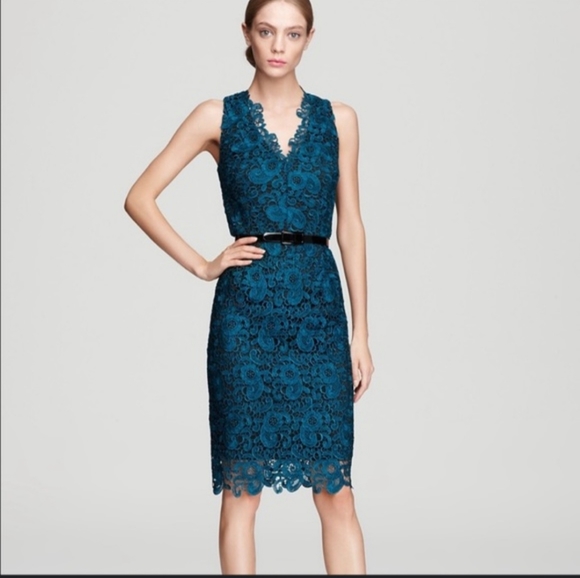 Size 2 Aidan Mattox A Line Green V Cut Coctail Dress - Picture 1 of 7